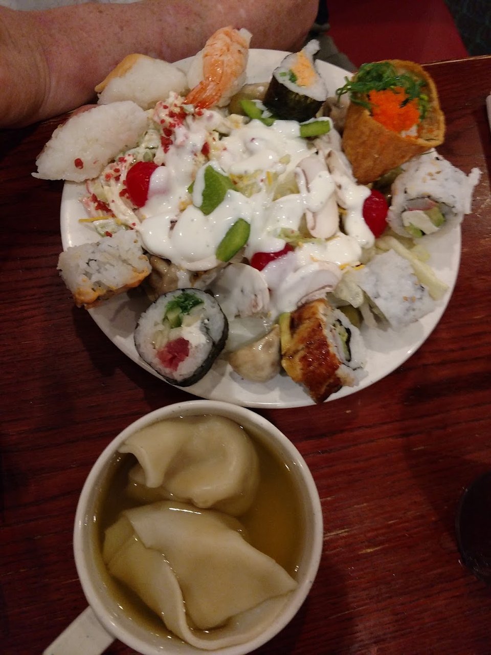 Restaurant menu showing buffet-style Chinese selections.