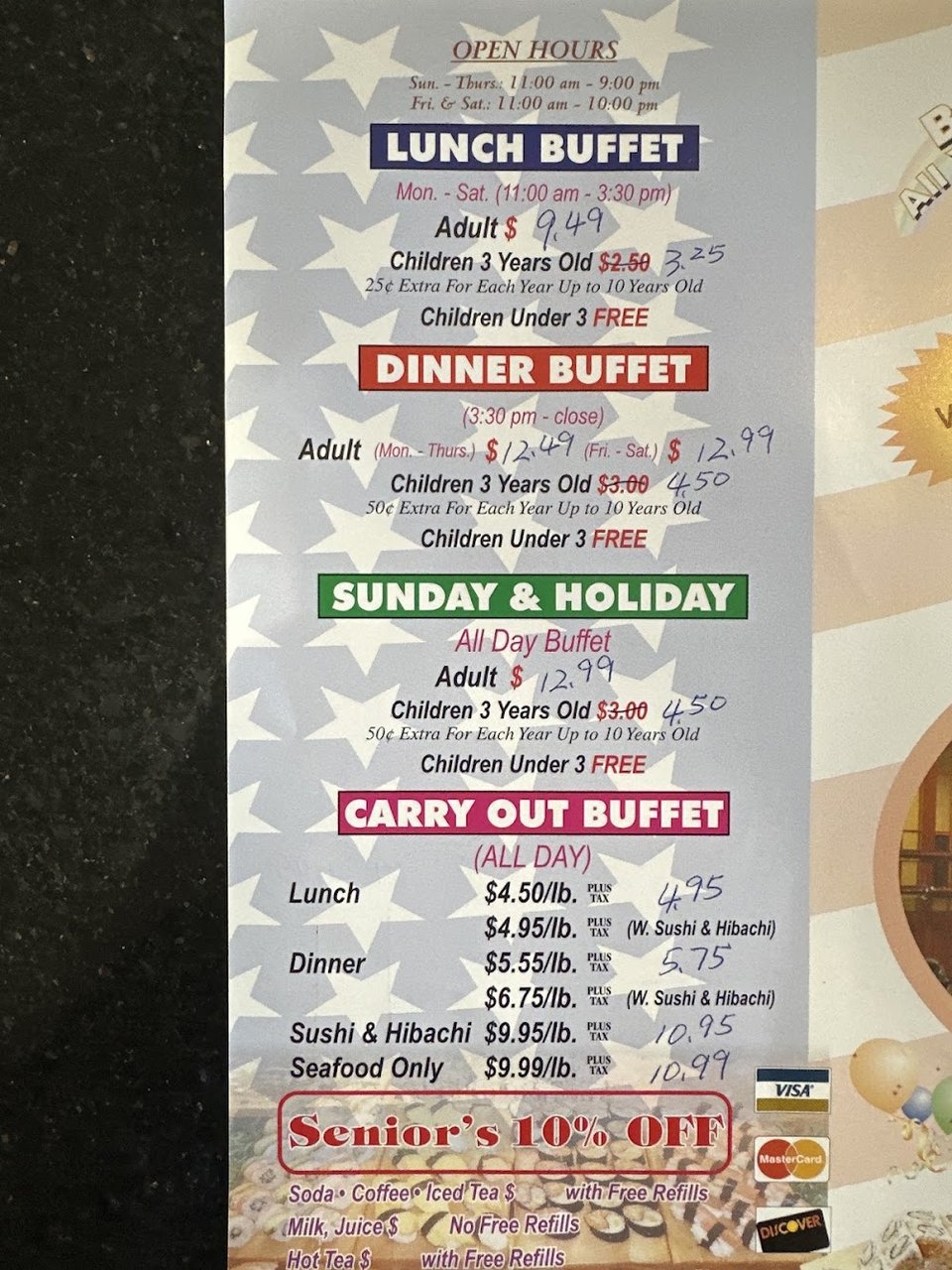 Chinese menu listing soups and vegetable dishes.